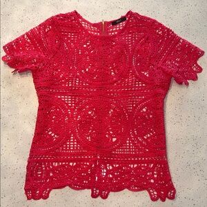 Elegant Red Lace Women Top